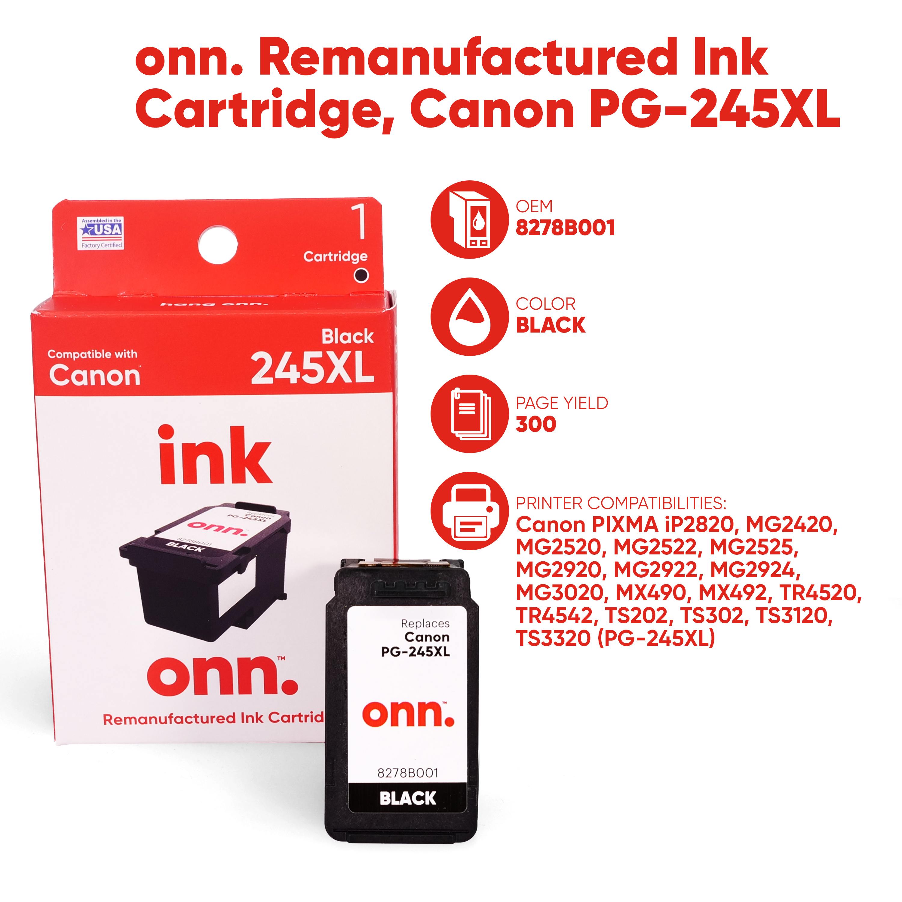 Buy ONN Canon PG-245XL High Yield Black 
