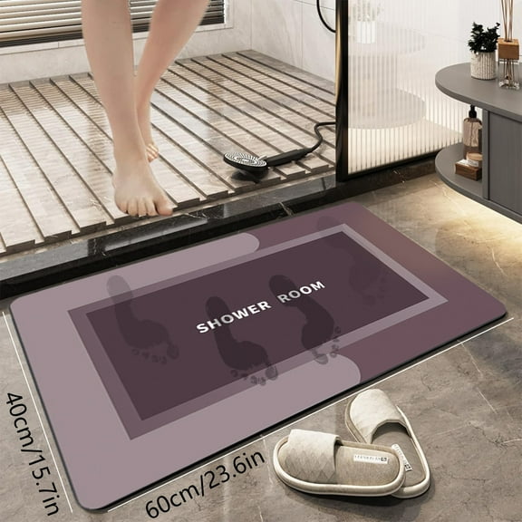 Super Absorbent Quick-Dry Bath Rug, Non-Slip Rubber Backing, Washable Shower Mat for Bathroom Floor, 16x24 Inches, Dark Colors