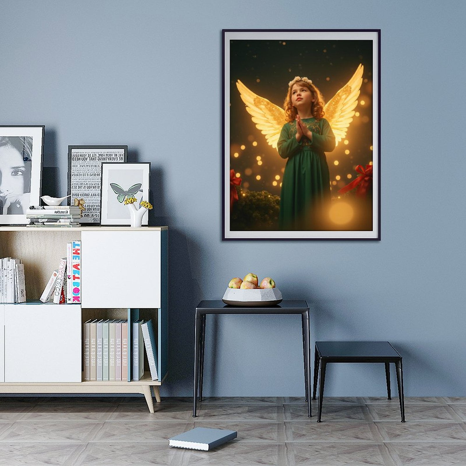 Diamond Art Kit for Adults, Angel Glowing Wings Christmas Diamond Painting for Adults Beginners, 5D DIY Diamond Art Painting Kits, Colorful Diamond Painting Craft for Home Decor 12x16