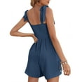 thumbnail image 6 of biudgviw Rompers for Women Tie Knot Strap Square Neck Short Jumpsuits Trendy Smocked Wide Leg Summer Beach Vacation Outfits, 6 of 6