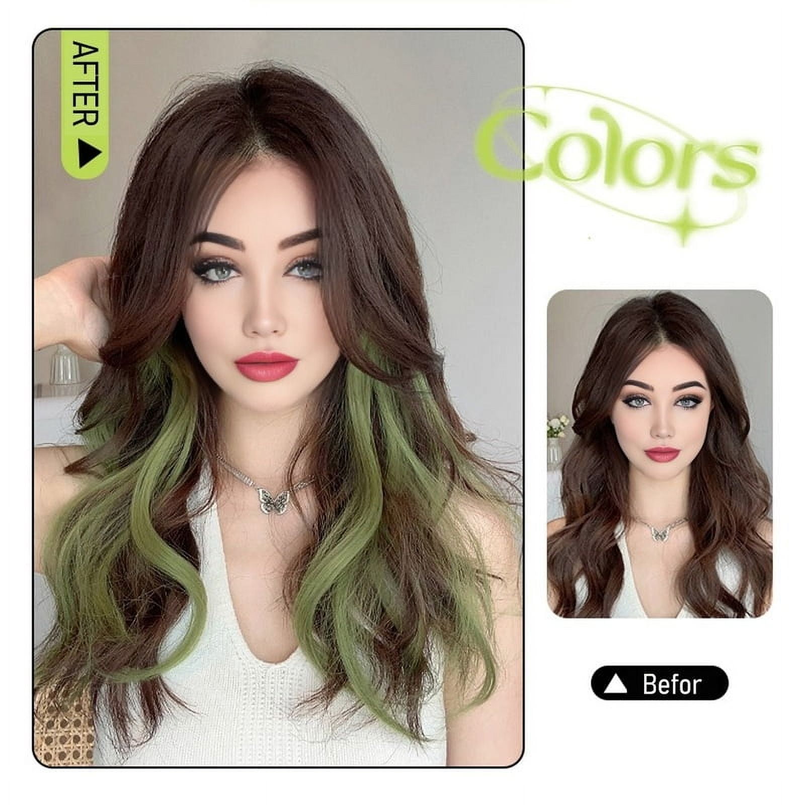 Synthetic 2 pieces/set 50cm/60cm colored curly hair extensions, water wave pink/blue/purple, Halloween/Christmas wig