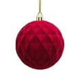 thumbnail image 3 of D Three Piece Burgundy Velvet Flocked Christmas Ball Ornaments With Large Check Pattern Plastic Hanging Decorations 3.15 Inch, 3 of 8