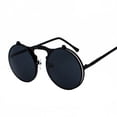 thumbnail image 1 of Gafas de sol estilo steampunk de metal vintage con tapa abatible, gafas de sol con tapa abatible para hombres y mujeres, gafas Prince con montura redonda de moda, 1 of 6