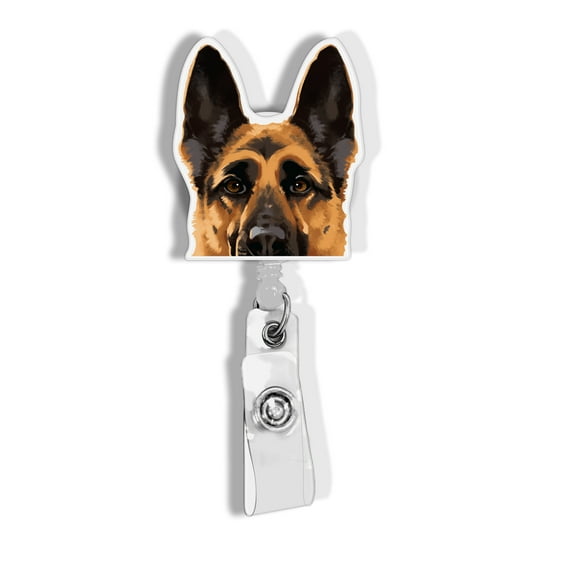 WIRESTER Animal Design Key Card Holder Belt Clip Reel Id Badge Retractable, Black Tan German Shepherd Dog