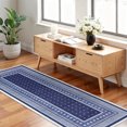thumbnail image 2 of Garvee 2'x6' Geometric Bordered Runner Rug Boho Rug, Washable Non Slip Indoor Carpet for Hallway Bedroom Kitchen, Blue, 2 of 8