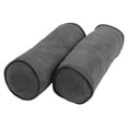 thumbnail image 2 of Blazing Needles 20-inch by 8-inch Double-corded Solid Microsuede Bolster Pillows with Inserts (Set of 2)  9814-CD-S2-MS-GY, 2 of 2