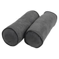 20-inch by 8-inch Double-corded Solid Microsuede Bolster Pillows with Inserts (Set of 2) 9814-CD-S2-MS-GY