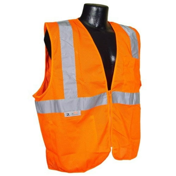 SV2ZOML Polyester Mesh Economy Class 2 High Visibility Vest with Zipper Closure, Large, Orange, Economy class 2 vest with zipper closure;.., By Radians