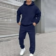 thumbnail image 2 of JAJAHO Men's Hooded Athletic Tracksuit Sweatsuit Long Sleeve Sweatshirt Joggers Ankle-Tied Sweatpants 2 Piece Solid Color Sportswear Versatile Outfit, 2 of 4