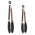 thumbnail image 1 of Kaishane Pinzas para alimentos de cocina: pinzas de oro rosa, juego de pinzas para cocinar y barbacoa con punta de silicona de acero inoxidable de cobre, 9 y 12 para utensilios de cocina antiadherente, 1 of 1
