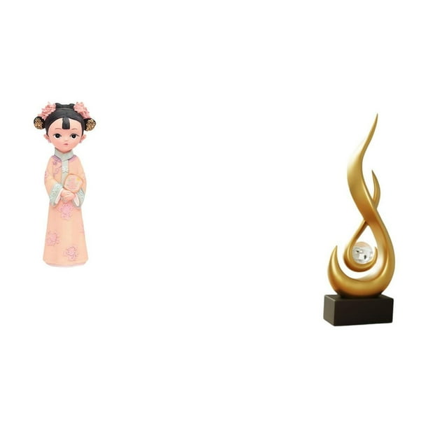 Estatua de muñeca de resina, adorno tradicional chino antiguo para niña, escultura de fuego, escultura artística de resina hecha a mano, ade