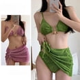 thumbnail image 5 of Summer Swimsuit Women's Sexy Bikini Set Holiday Style Sexy Split Swimsuit Cover Skirt Beach Women's Sexy Three Piece Set, 5 of 6
