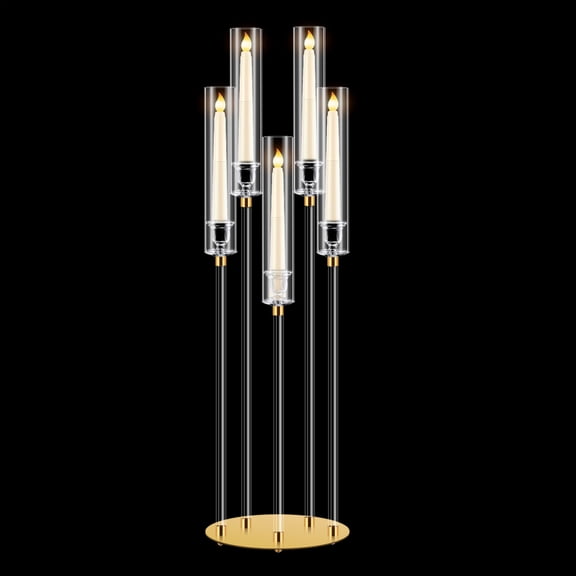 Acrylic Candelabra | 8 Pieces Acrylic Candlestick Holder | Clear Candelabra with Removable Lampshade for Wedding Christmas Easter Party