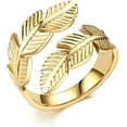 thumbnail image 6 of Feather Stainless Steel Statement Rings Angel Wings Leaves Wrap Open Adjustable Finger Engagement Couple Ring for Women Men Cocktail Party Jewelry Fashion Gifts for Birthday Christmas, 6 of 8