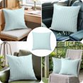 thumbnail image 4 of Throw Pillow Covers 20x20 Inch, Thin Aqua Striped Decorative Pillow Cases for Couch Sofa Bed, Farmhouse Modern Stripes Cotton Linen Square Home Decor Pillowcases with Hidden Zipper, 4 of 9