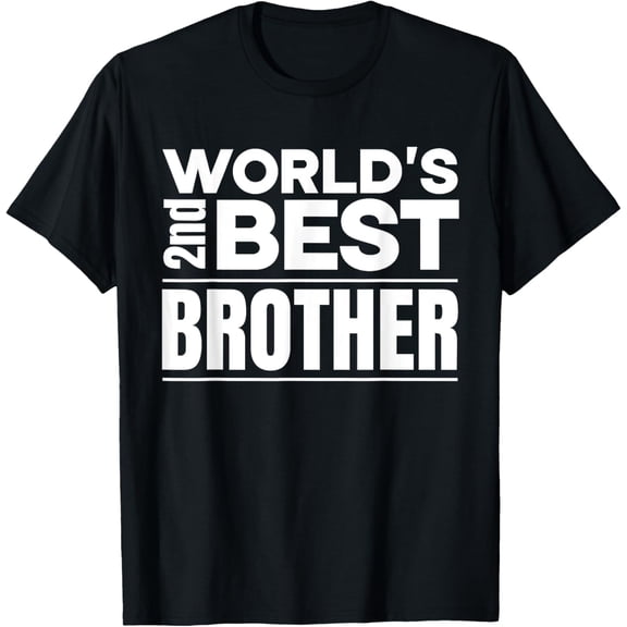 World's second best brother T-ShirtMen's and women's gift, black and white T-shirt, size: Extra large S-4XL