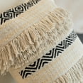 thumbnail image 4 of 16" Handwoven Cotton Throw Pillow Cover with Boho Design and Fringed Lines, 4 of 7