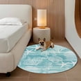 thumbnail image 2 of Turquoise Coastal Round Area Rug 3.3Ft Washable Circle Rugs for Dining Room Table, Nautical Coral Starfish Shell Seahorse Ocean Non-Slip Carpet Floor Mats Indoor Outdoor Carpet Runner Home Decor, 2 of 8