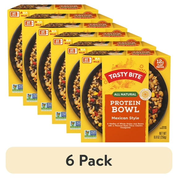 (6 pack) Tasty Bite Mexican Style Protein Bowl, Plant Based All Natural Shelf-Stable, 8.8 oz