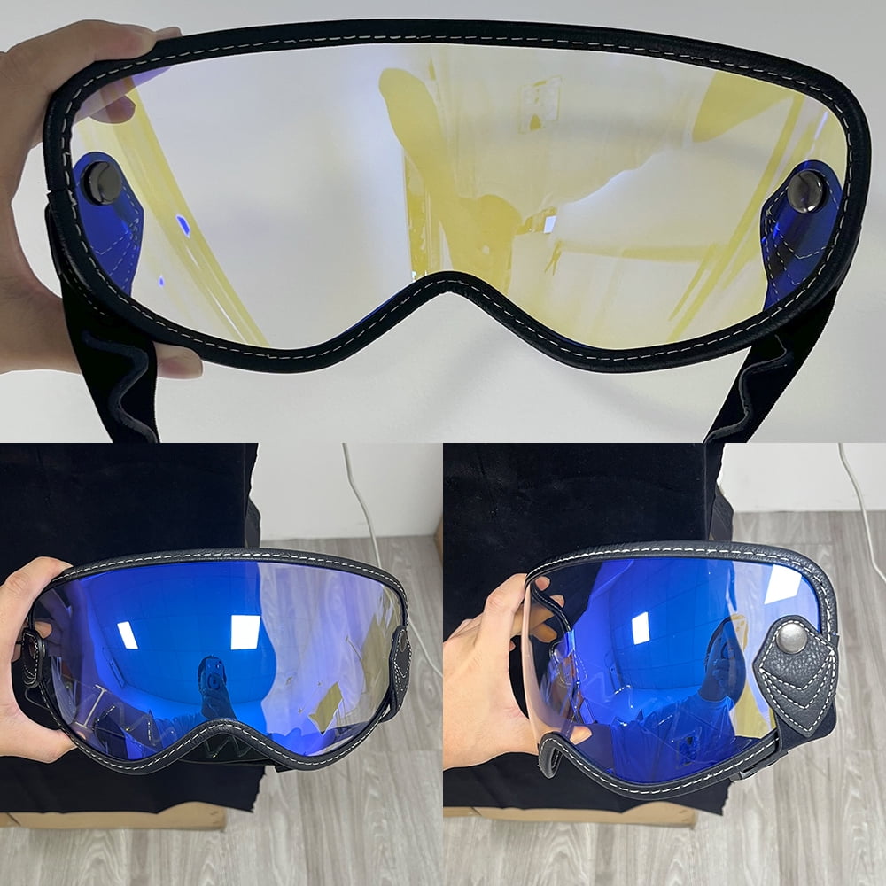 Retro Bubble Visor Helmet Shield Vintage Elastic Band Open Face Full-Face Motorcycle Accessories