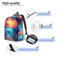 thumbnail image 3 of Disketp Hawaiian Island Dolphin print Canvas Backpack Lightweight Travel Daypack Student Rucksack Laptop Backpack-Small, 3 of 5