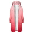 thumbnail image 6 of IROINNID Trench Coat for Women Winter Warm Coat Gradient Loose Hoodie Thermal Outerwear Knee Length Tops with Pocket,Hot Pink, 6 of 6