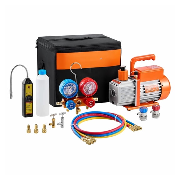 HVAC Vacuum Pump Kit 4.5 CFM - Manifold Gauge Set, R134a R22 R410A, AC Refrigerant Recovery Tool for Automotive & HVAC Systems