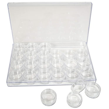 The Beadsmith Personality Case - Clear Storage Organizer Box, 9.5 x 6.4 inches - Includes 24 Small Containers with lids – 1.5 x 0.8 inches, Bead Holder