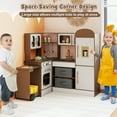 thumbnail image 4 of Costway Corner Kitchen with Lights and Sounds Interactive Wooden Playset Toy Kitchen Set Brown, 4 of 10