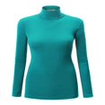 thumbnail image 1 of Women‘s Long Sleeve Rib Turtleneck Top Pullover Sweater L RED, 1 of 6