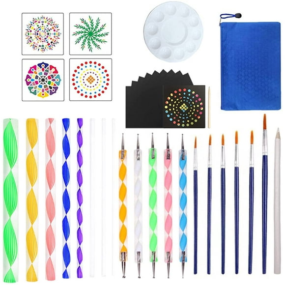 Mandala Dotting Tools 20 Pieces DIY Painting Stencils Ball Palette Paint Brushes Multifunction Embossing Dot Kit for Drawing Craft Art Supplies Handwork Decoration