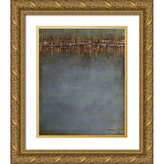 Holsinger, Joel 12x14 Gold Ornate Wood Framed with Double Matting Museum Art Print Titled - Reflected Shoreline