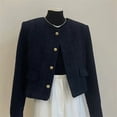 thumbnail image 2 of Black Small Fragrant Style Wool Jacket For Women Autumn Winter Advanced Sense Short Tweed Woolen Coat Temperament Outwear Tops, 2 of 6