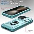 thumbnail image 5 of Compatible with iPhone 16 with Sliding Cover Lens Protection & Kickstand, Built-in 360° Rotate Ring Stand Magnetic Card Slot Hybrid Cover Case for iPhone 16, Green, 5 of 9