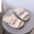 thumbnail image 4 of Kids Adjustable Double Strap Slide Sandals Boys Girls Open Toe Slippers Soft Flat Summer Slides for Casual Daily Wear Beige Size 5.5-6 Years, 4 of 7