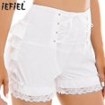 thumbnail image 2 of Pantalones cortos con cordones y volantes para mujer, traje de juego de rol de sirvienta Lolita, bombachos con ribete de encaje y volantes escalonados, pantalones cortos de seguridad, 2 of 5