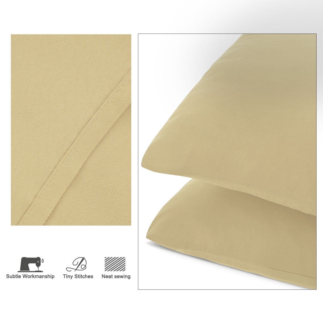Unique Bargains 4-Pack Solid Microfiber Pillowcases Light Tan Queen(20"x30")