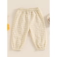 thumbnail image 4 of Bagilaanoe Toddler Girls Boys Pants Elastic Waistband Checkered Trousers 6M 12M 18M 24M 3T Kids Casual Bottoms Clothes, 4 of 6