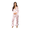 Pink, variant on AURA Women Satin Christmas Pajama Set Lapel Collar 3 4 Sleeve and Pants, Fall Winter S-XXL