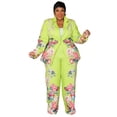 thumbnail image 3 of Conjuntos de 2 piezas para mujer, Dashiki africano, talla grande, otoño invierno, manga larga, blazer, traje, top y pantalones, conjunto de chándal, 3 of 5