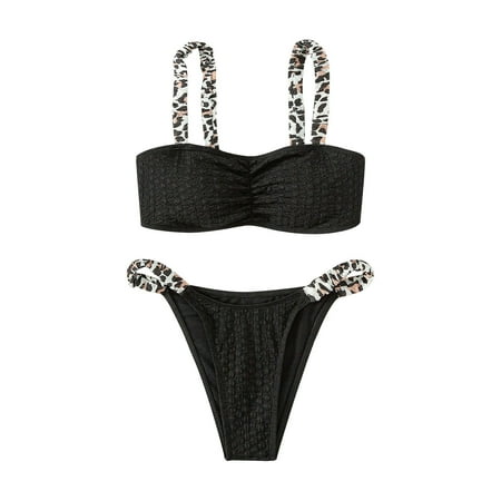 

REORIAFEE Cute Bathing Suits for Teen Girls Leopard Beachwear Summer Swimwear Summer Swimwear Birthday Gifts for Women Women s 2023 Summer Easter Spring Fashion Black M