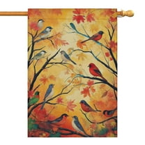 Fall Birds Branches with Leaves Fall Garden Flags 28"x40” Double Side,Small Yard Flags for Outside,Outdoor Fall Decor,Autumn Funny Garden Flag Yard Decoration