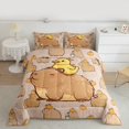 thumbnail image 2 of Homewish Kawaii Brown Capybara Bedding Comforter Set,Cute Yellow Duck Twin Comforter Sets,Cartoon Animal Bedding Set For Girl Boys,Luxury Bedroom Decor Reversible,2 Pieces, 2 of 8