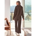 thumbnail image 2 of Femmes 2 Pièces Sweat-Shirts Loungewear Ensembles Quart de Pull-Over avec Pantalons de Survêtement Jambe Large, 2 of 5