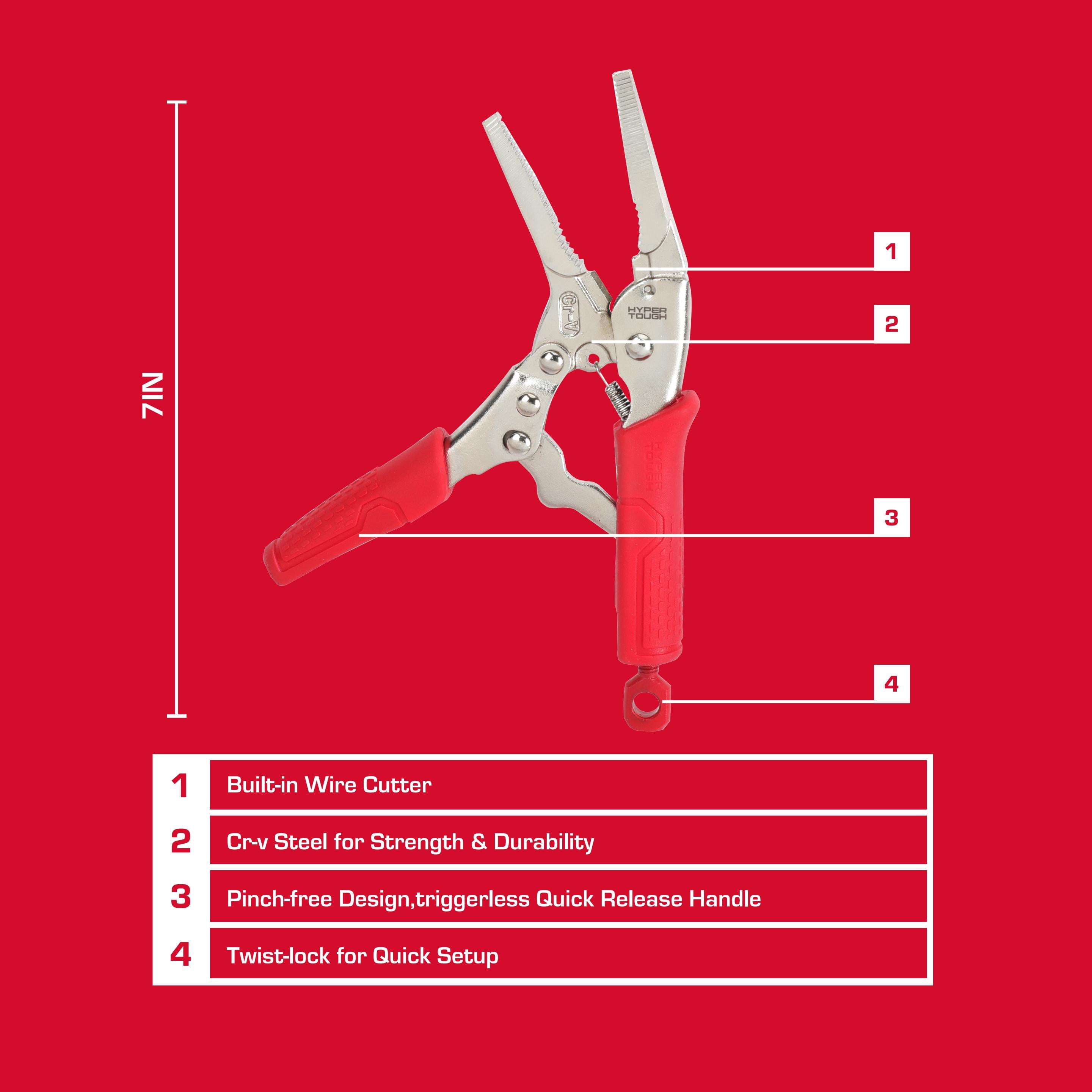 Hyper Tough 6-inch Long-Nose Locking Pliers with Triggerless Release