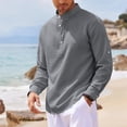 thumbnail image 5 of Havenx Mens Henley Shirt Roll-Up Long Sleeve Button Up Shirts Band Collar Textured T-Shirts Loose Fit Casual Summer Lightweight Tops,Dark Gray 2XL, 5 of 5