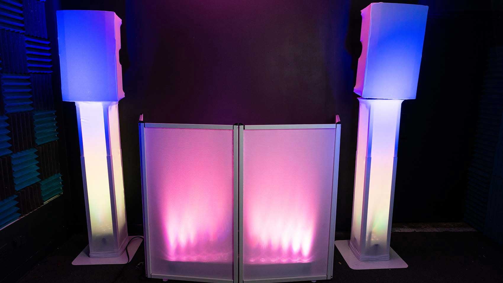 (2) Rockville Totem Stands+White 12" PA DJ Speaker Cover Scrims and