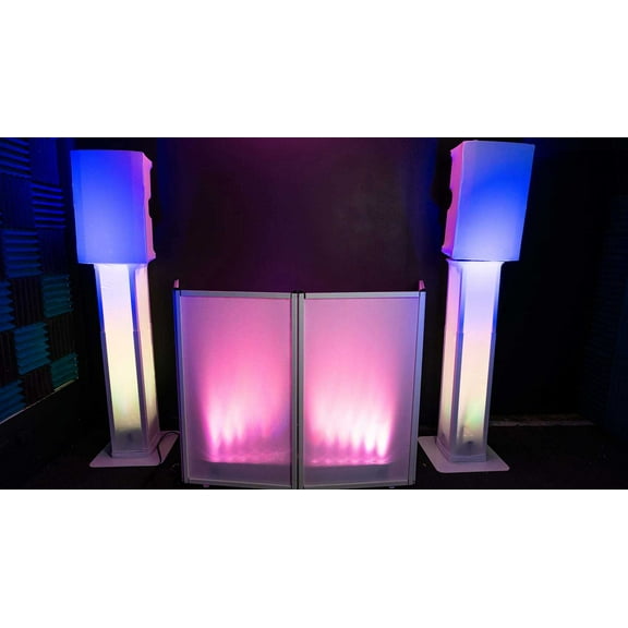 (2) Rockville Totem Stands White 15" PA DJ Speaker Cover Scrims and Event Facade