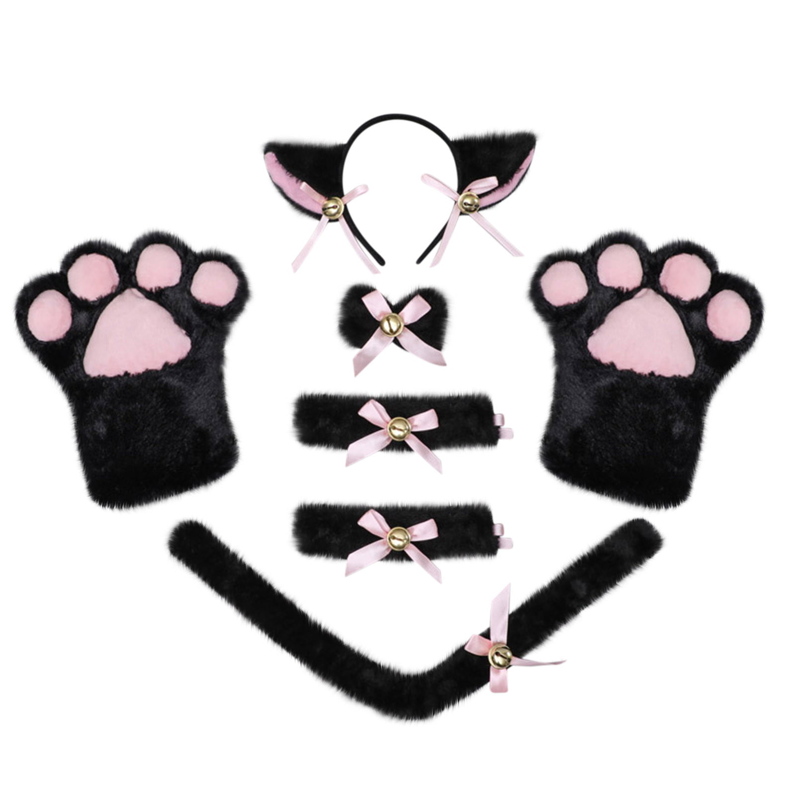 Bright Pink Sheep Ears And Stubby Tail Set Handmade Fancy Dress Unique Item