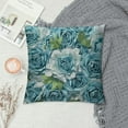 thumbnail image 2 of JEUXUS   Decorative 3D Rose Flower Pillow Cover, Faux Fur Throw Pillow Covers, Throw Pillows for Bed Soft Square Sofa Pillow Covers for Sofa Bedroom Car (Blue, White, Silver), 2 of 5